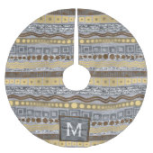 混合された金属のモノグラムのクリスマスの魅力的な輝き ブラッシュドポリエステルツリースカート (正面)