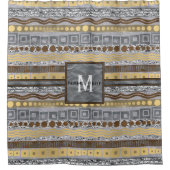 混合された金属のモノグラムの浴室の魅力的でフェイクなきらきら光る シャワーカーテン (正面)