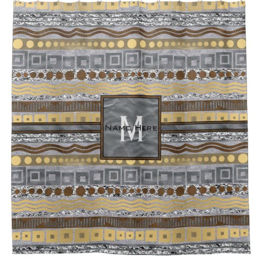 混合された金属のモノグラムの浴室の魅力的でフェイクなきらきら光る シャワーカーテン (正面)