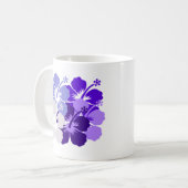 混合された青いハイビスカスのデザイン コーヒーマグカップ (正面左)