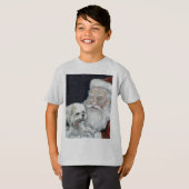 混合されたBichon Shihtzu及びサンタのクリスマスの芸術のTシャツ Tシャツ (正面フル)