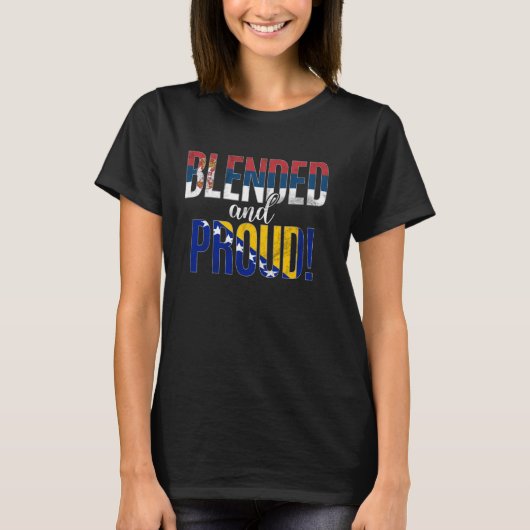 混合と国籍誇りを持った半セルビア半ボ Tシャツ (正面)