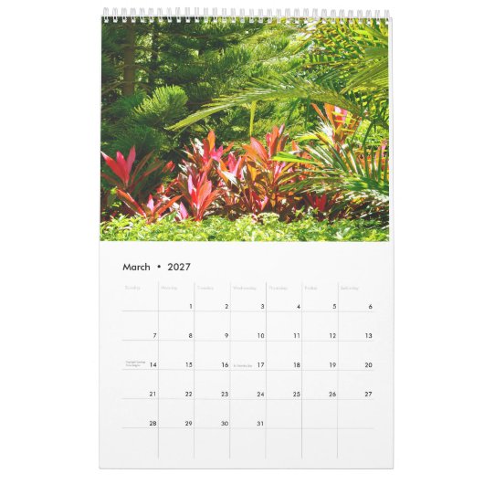 混合の花と植物 カレンダー (3月 2027)