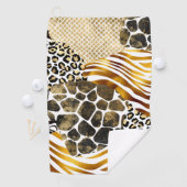 混合はっきりしたアニマルプリントと金ゴールドアクセント ゴルフタオル (インサイチュ)