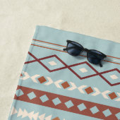 混合アステカモチーフ柄ラストクリームブルー ビーチタオル (インサイチュ)