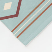 混合アステカモチーフ柄ラストクリームブルー フリースブランケット (角)