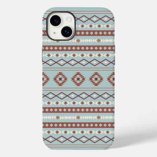 混合アステカモチーフ柄ラストクリームブルー Case-Mate iPhoneケース (裏面)