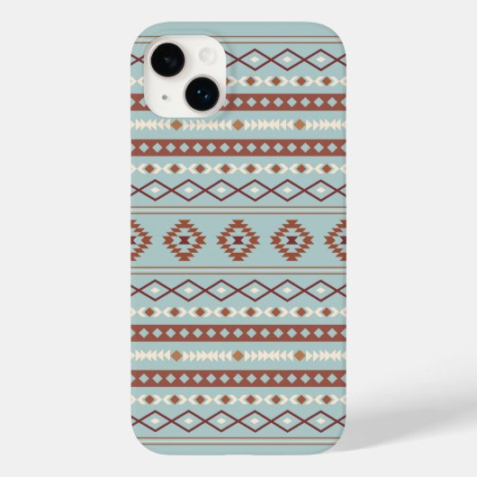 混合アステカモチーフ柄ラストクリームブルー Case-Mate iPhoneケース (裏面)
