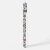 混合アステカモチーフ柄ラストクリームブルー iPhoneケース (右側面)