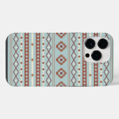 混合アステカモチーフ柄ラストクリームブルー iPhoneケース (裏面横)