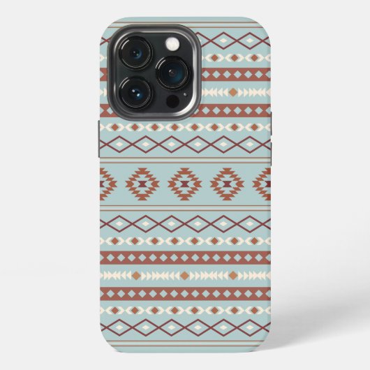 混合アステカモチーフ柄ラストクリームブルー iPhoneケース (裏面)