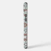 混合アステカモチーフ柄ラストクリームブルー iPhoneケース (左側面)