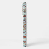 混合アステカモチーフ柄ラストクリームブルー iPhoneケース (左側面)