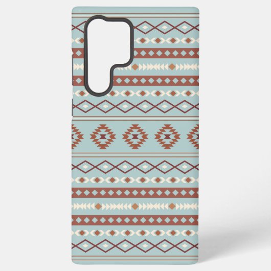 混合アステカモチーフ柄ラストクリームブルー SAMSUNG GALAXYケース (裏面)