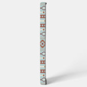 混合アステカモチーフ柄ラストクリームブルー SAMSUNG GALAXYケース (左側面)