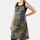 混合アニマルプリントゼブラヒョウ虎ミックスプリント エプロン (インサイチュ)