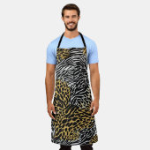 混合アニマルプリントゼブラヒョウ虎ミックスプリント エプロン (着用した状態)