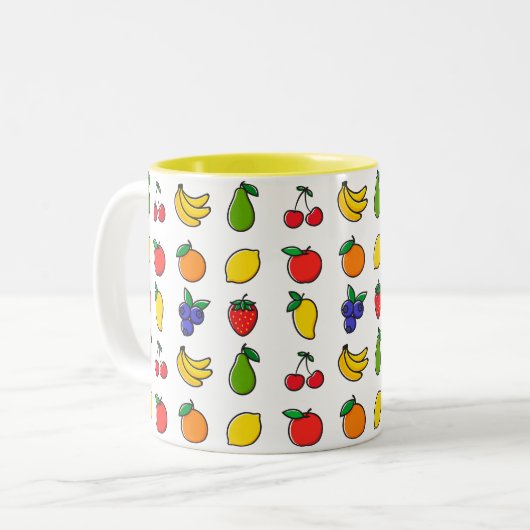 混合カラフルフルーツ柄2トーンのコーヒーマグ ツートーンマグカップ (正面左)