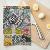 混合カラフルメディア感動的コラージュ キッチンタオル (四つ折り)