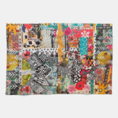 混合カラフルメディア感動的コラージュ キッチンタオル (横)