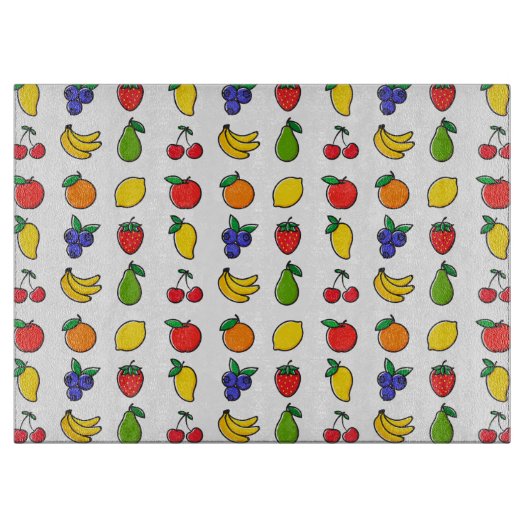 混合カラフル果実パターン カッティングボード (正面)