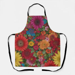 混合カラフル花 エプロン