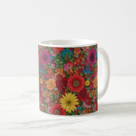 混合カラフル花 コーヒーマグカップ