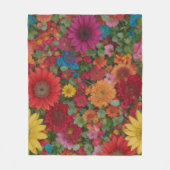 混合カラフル花 フリースブランケット (正面)