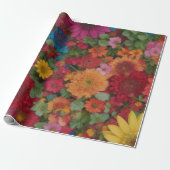 混合カラフル花 ラッピングペーパー (アンロールド)