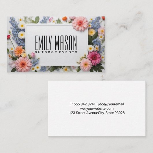 混合カラフル花 名刺 (正面/裏面)