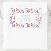 混合シエナ、紫の水色のラ葉ベル 長方形シール (バッグ)