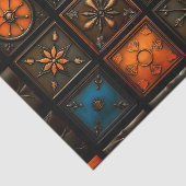 混合タイル – 茶色、オレンジ、青のオウム3 Decopage 薄葉紙 (詳細)