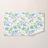 混合ティール(緑がかった色)、緑の水色の葉パターン バスタオルセット (ハンドタオル)