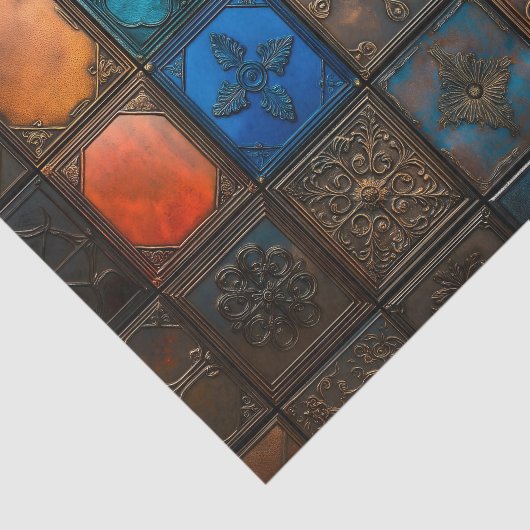 混合デザインタイル茶色の青い金ゴールドオウム7 Decopage 薄葉紙 (詳細)