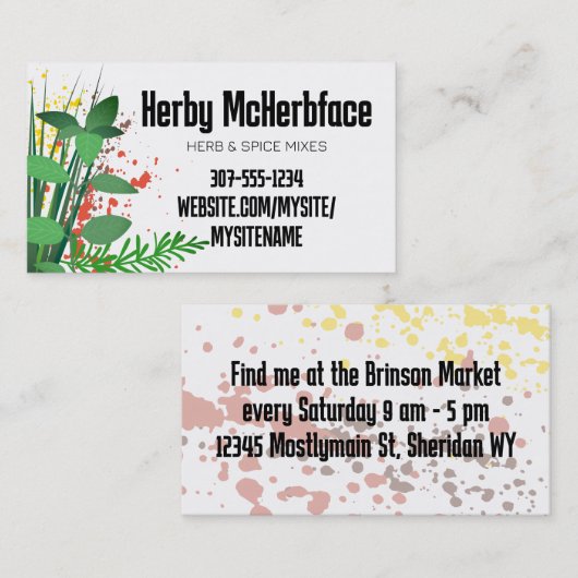 混合ハーブ2料理シェフケータリング名刺 名刺 (正面/裏面)