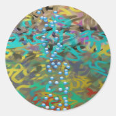 混合パスタ抽象デザイン ラウンドシール (正面)