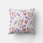混合パープル、シエナ水色の葉パターン クッション (裏面)