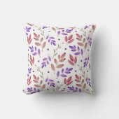 混合パープル、シエナ水色の葉パターン クッション (正面)