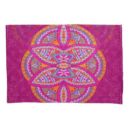 混合ピンクの繰り返しパターンのマンダラ 枕カバー