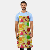 混合フルーツイエローホワイトギンガムチェック エプロン (着用した状態)