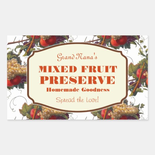 混合フルーツジャムラベル保存ラベル 長方形シール (正面)
