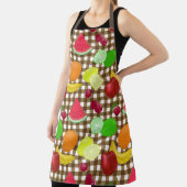 混合フルーツブラウンと白いギンガムチェック エプロン (インサイチュ)