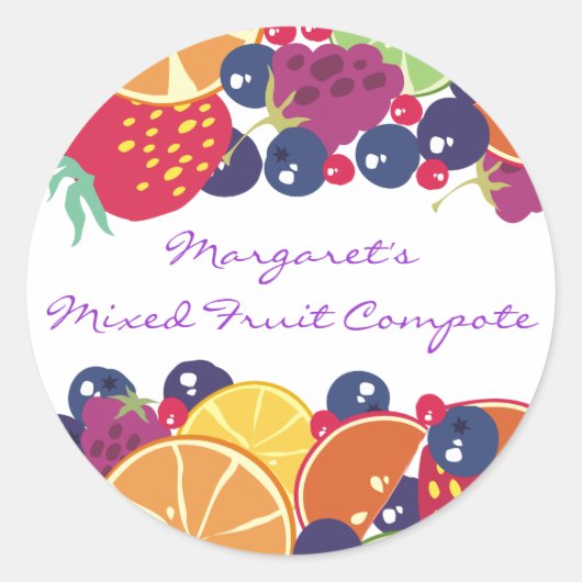 混合フルーツベリーのジャム缶詰ラベル ラウンドシール (正面)