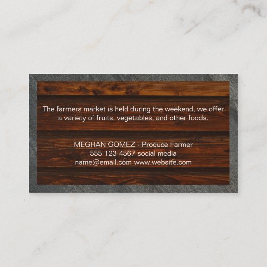 混合フルーツ/農家市場の名刺 名刺 (裏面)