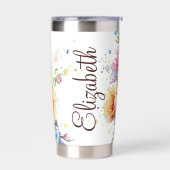 混合フローラブーケパーソナライズされた 保温保冷タンブラー (左面)