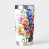 混合フローラブーケパーソナライズされた 保温保冷タンブラー (背面)