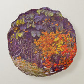 混合フローラ/植物，草とオレンジ&イエローフロロ ラウンドクッション (裏面)