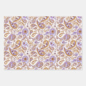 混合ブラック、金ゴールドおよびパープルクラシックペイズリー  ラッピングペーパーシート (正面3)