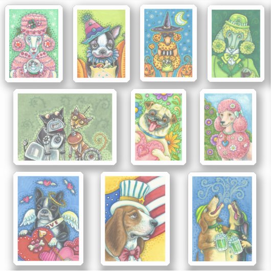 混合ホリデードッグロボットボストンポードルハウンドパグ シール (正面)