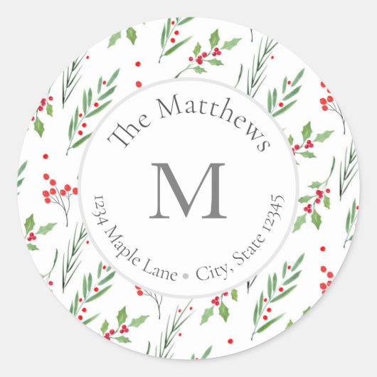 混合ホリデーボタニカルウォーターの色のラベル ラウンドシール (正面)